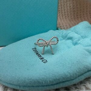 Tiffany & Co. 925 Silver Ribbon Twist Rope Bow Ring Size 6.5